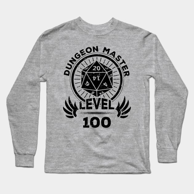 Level 100 Dungeon Master RPG Gamer Gift Long Sleeve T-Shirt by atomguy